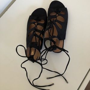 NWOT Nine West lace up gladiator sandals Black